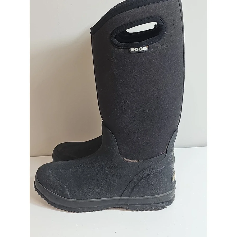 BOGS Boots Women's US 7 EUR 40 Classic High Handle Rubber Tall Black Waterproof